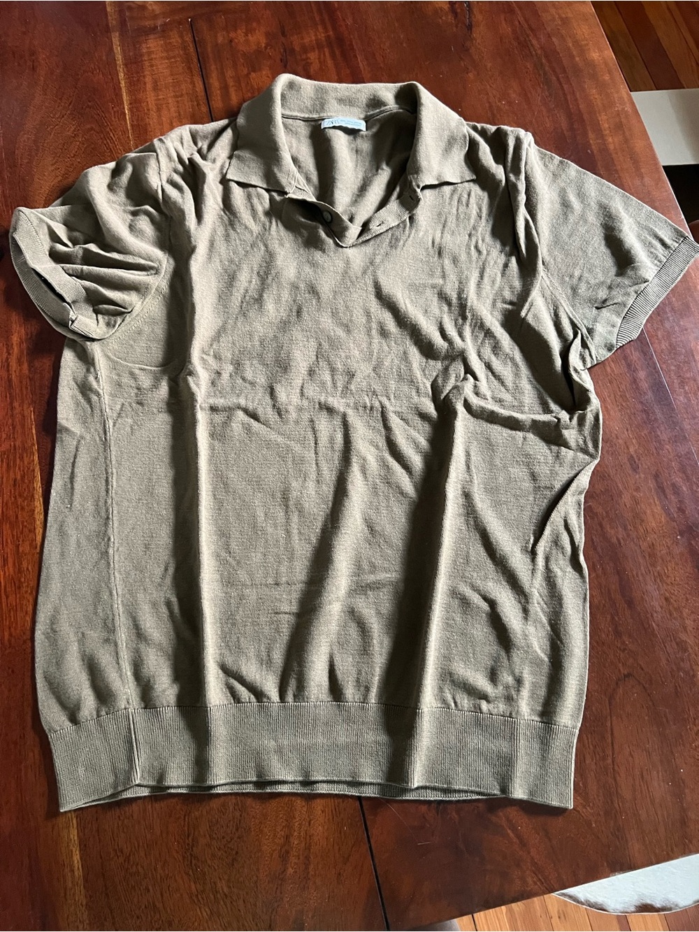 Men’s Zara Olive Brown Knit Polo | Size Large